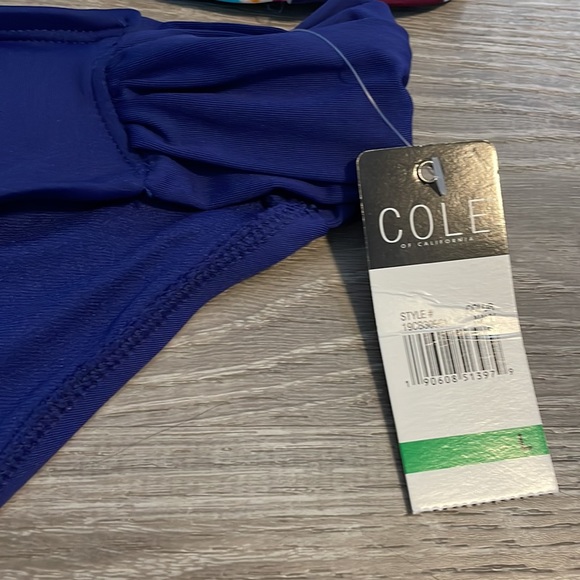 Women’s Cole of California size, large, navy floral, high-rise, bikini, new - Picture 3 of 11